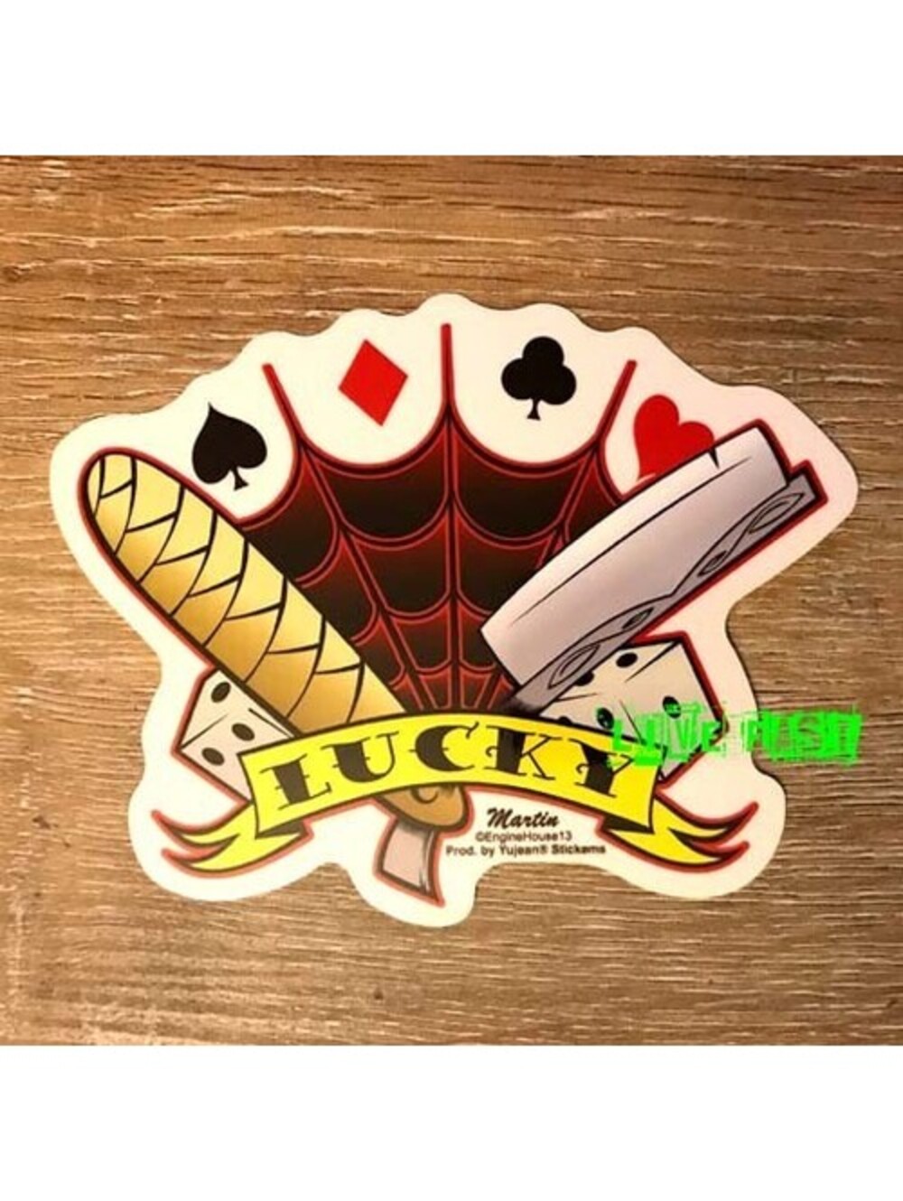 RAZORBLADE WEB STICKER DECAL Lucky by Engine House 13 rockabilly barber shop